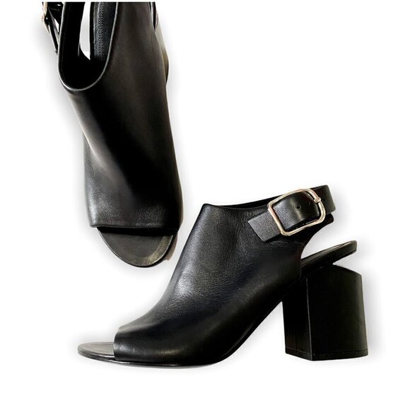 New Alexander Wang Nadia Open-Toe Slingback Bootie Size 38.5 EU black